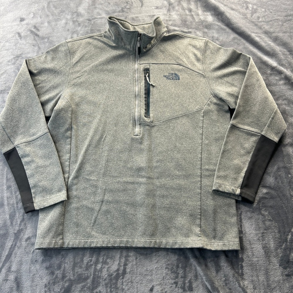 The North Face Pullover XL Grey Mens Regular Fit Polyester 1/4 Zip Fleece Jacket